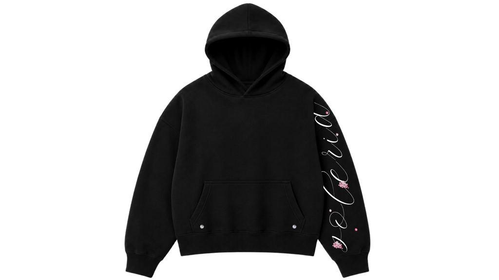 Black Sakura Boxy Hoodie - PREORDER