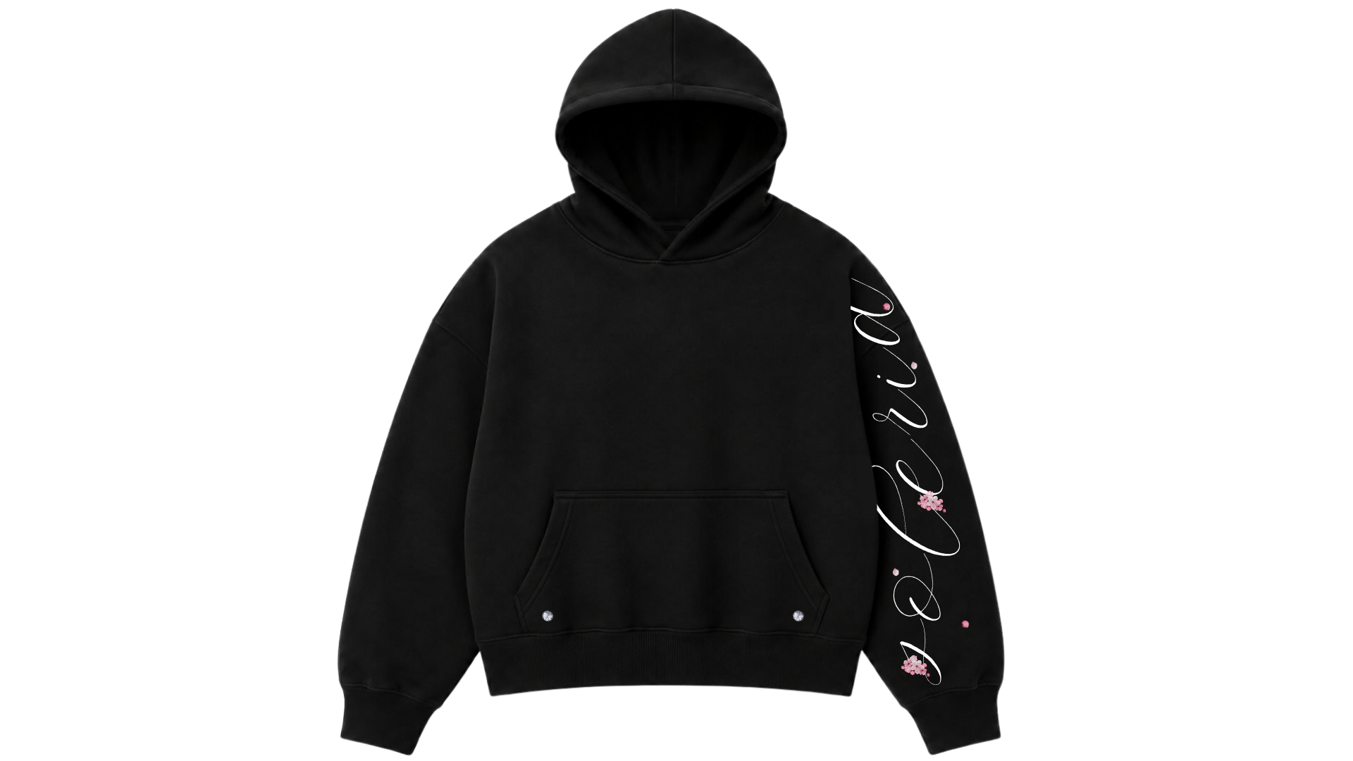 Black Sakura Boxy Hoodie - PREORDER