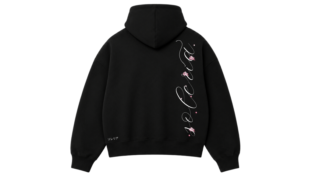 Black Sakura Boxy Hoodie - PREORDER